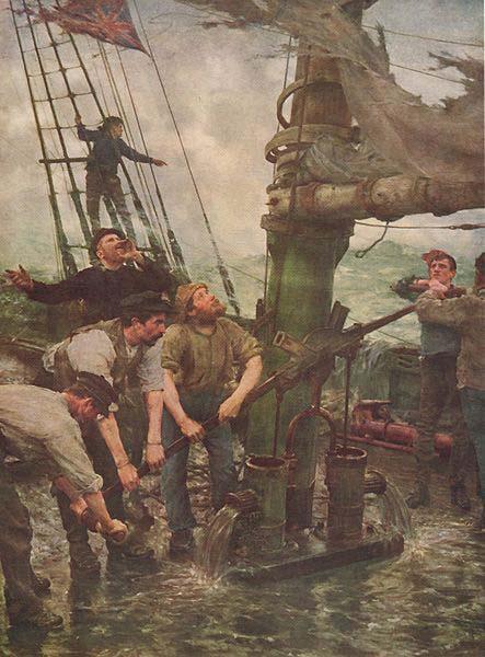 Henry Scott Tuke ALL HANDS TO THE PUMPS oil painting image